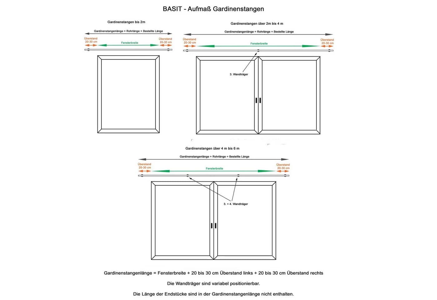 BASIT Gardinenstange Edelstahloptik 20mm mit Deckenträgern - Bild 5