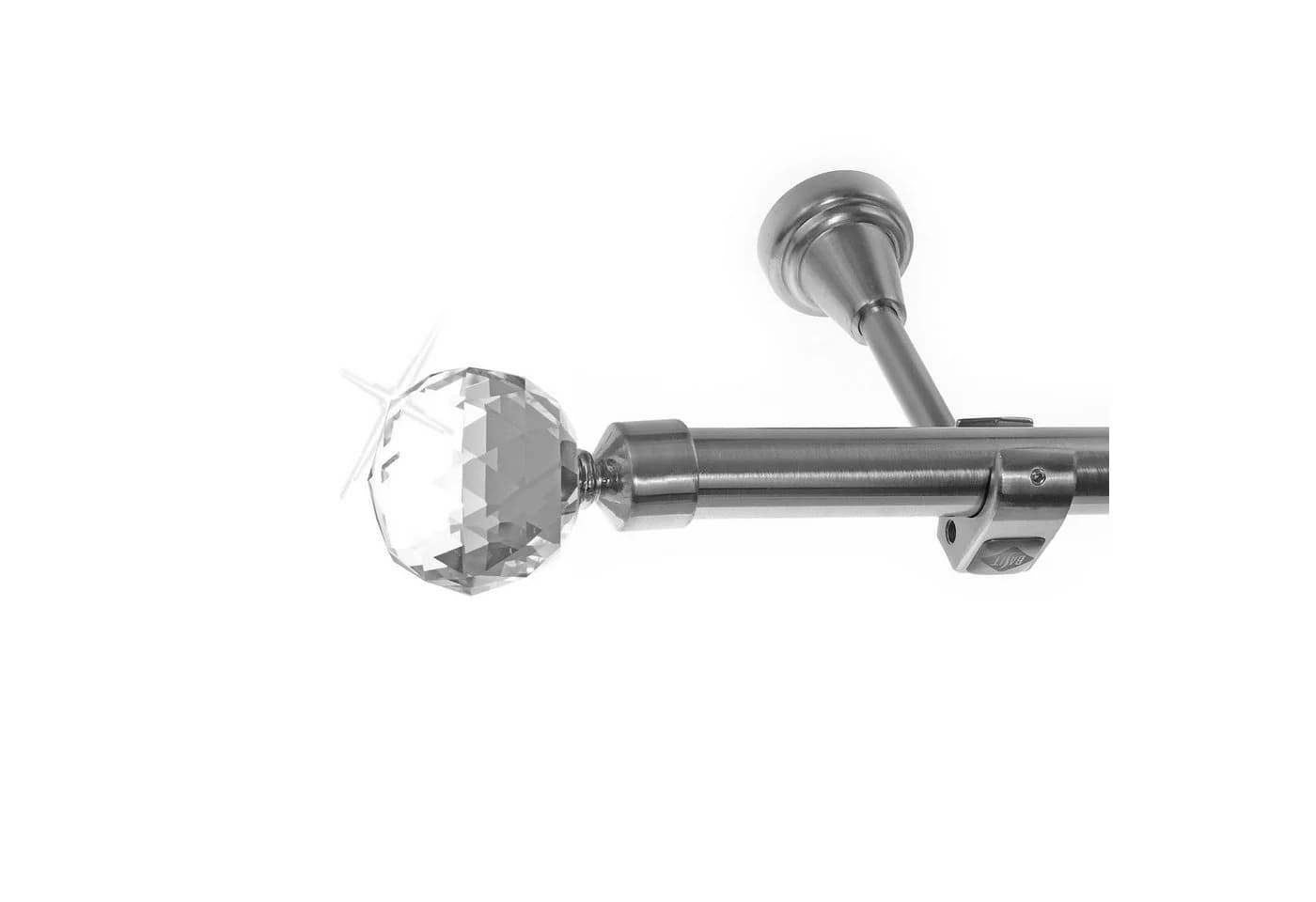 BASIT Gardinenstange Edelstahloptik 20mm mit Wandträgern 120 cm - Bild 2