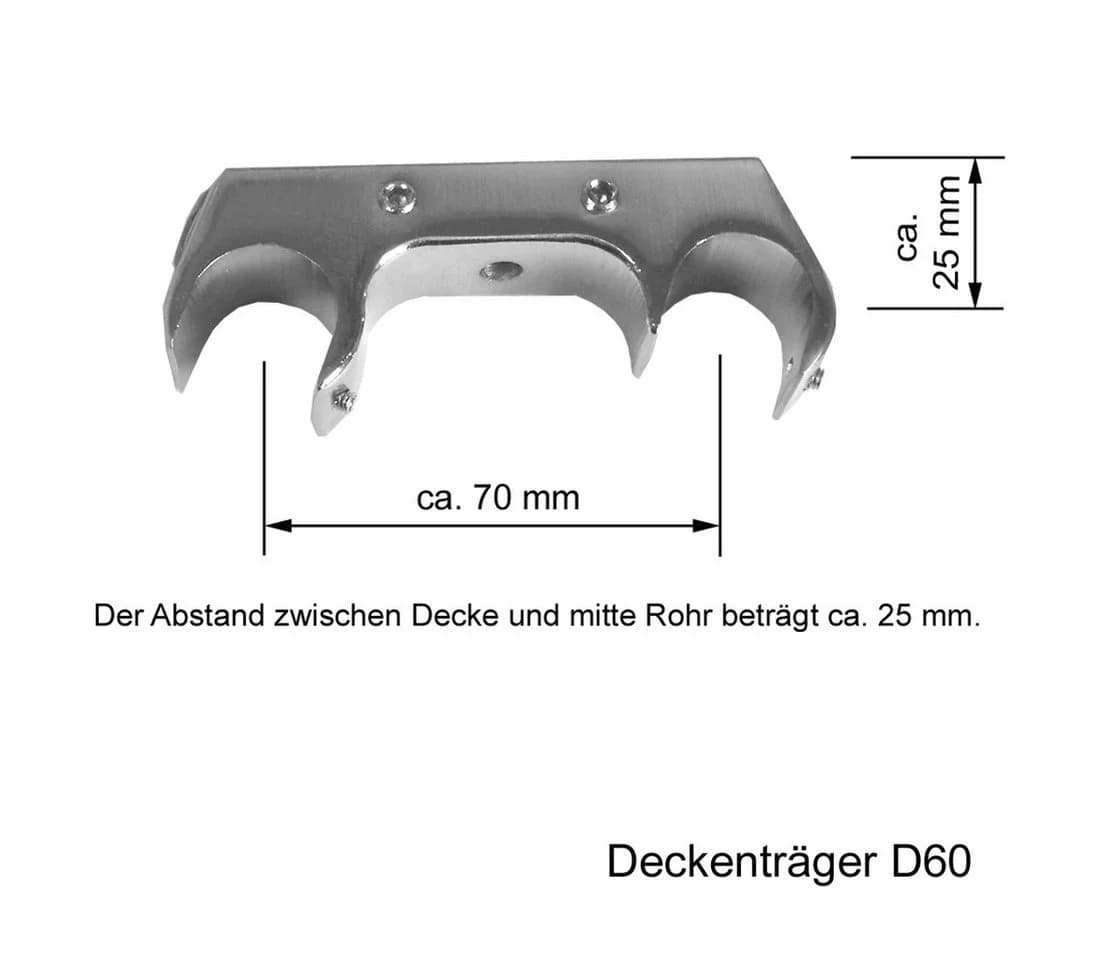 BASIT Gardinenstange Edelstahloptik 2-läufig mit Deckenträgern - Bild 4
