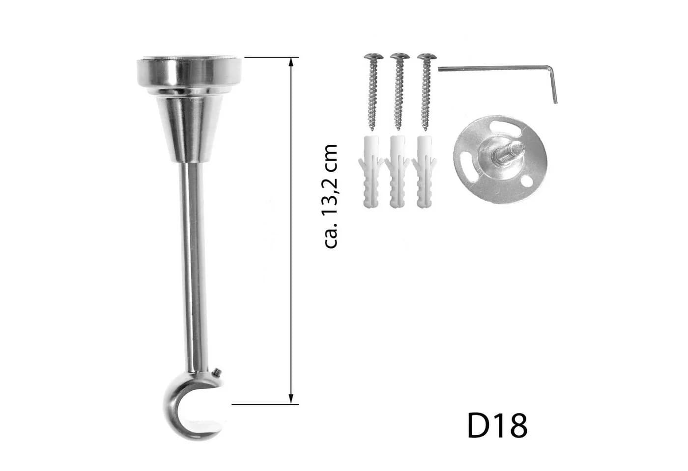BASIT Gardinenstange Edelstahloptik 19mm mit Deckenträgern
