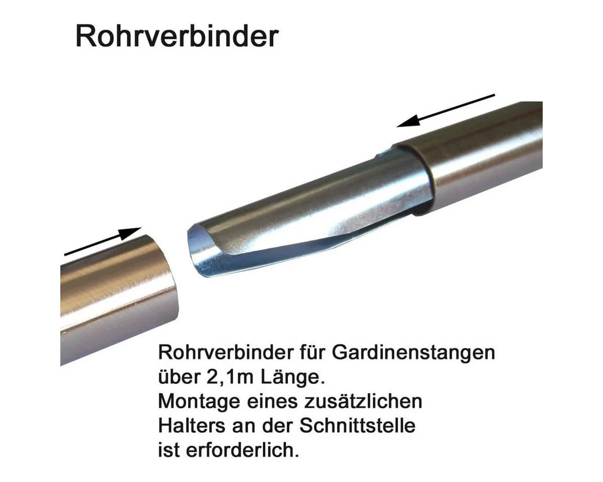 BASIT Gardinenstange Edelstahloptik 19mm mit Deckenträgern - Bild 3