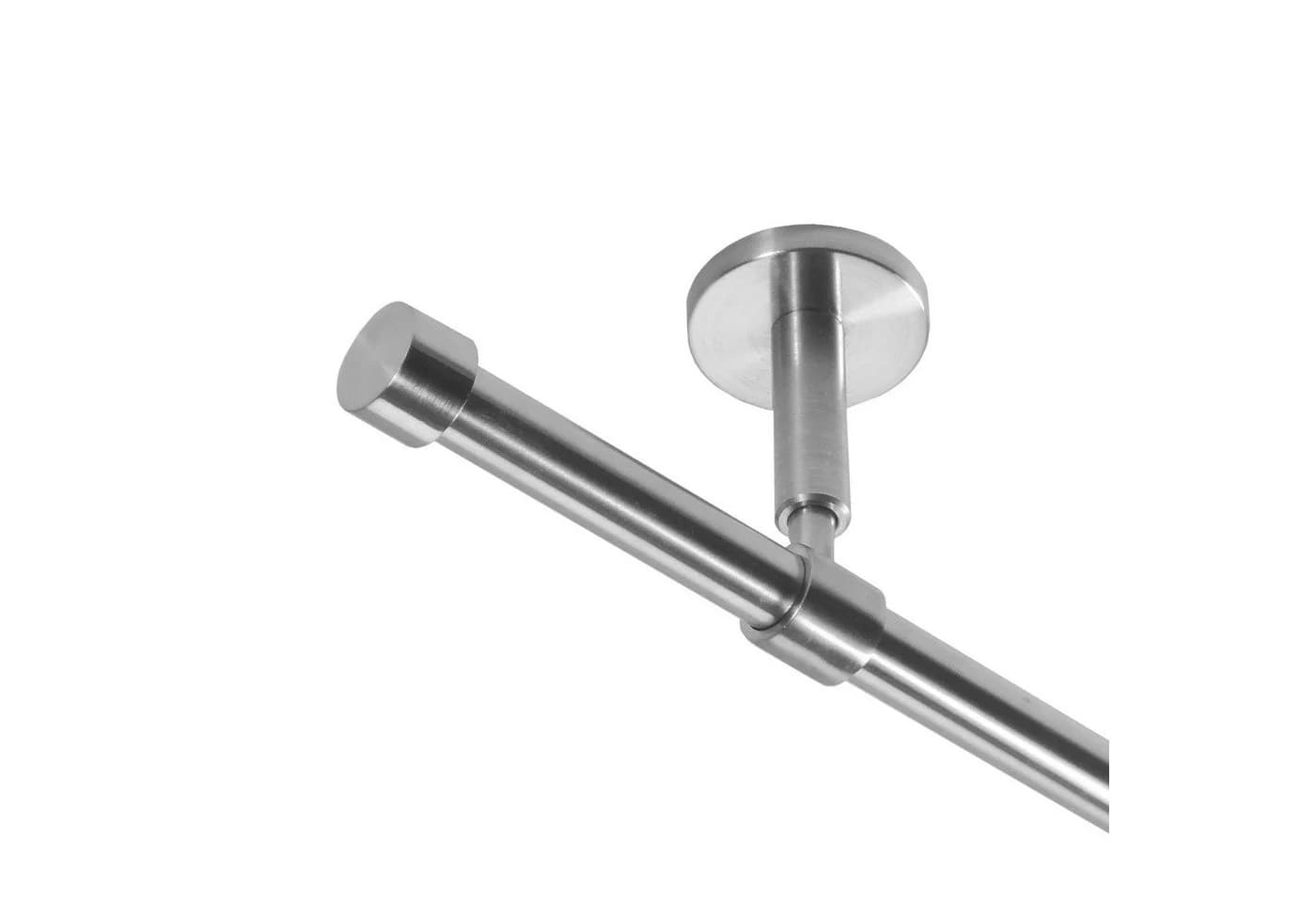 BASIT Gardinenstange Edelstahloptik 16 mm mit Deckenträgern - Bild 2