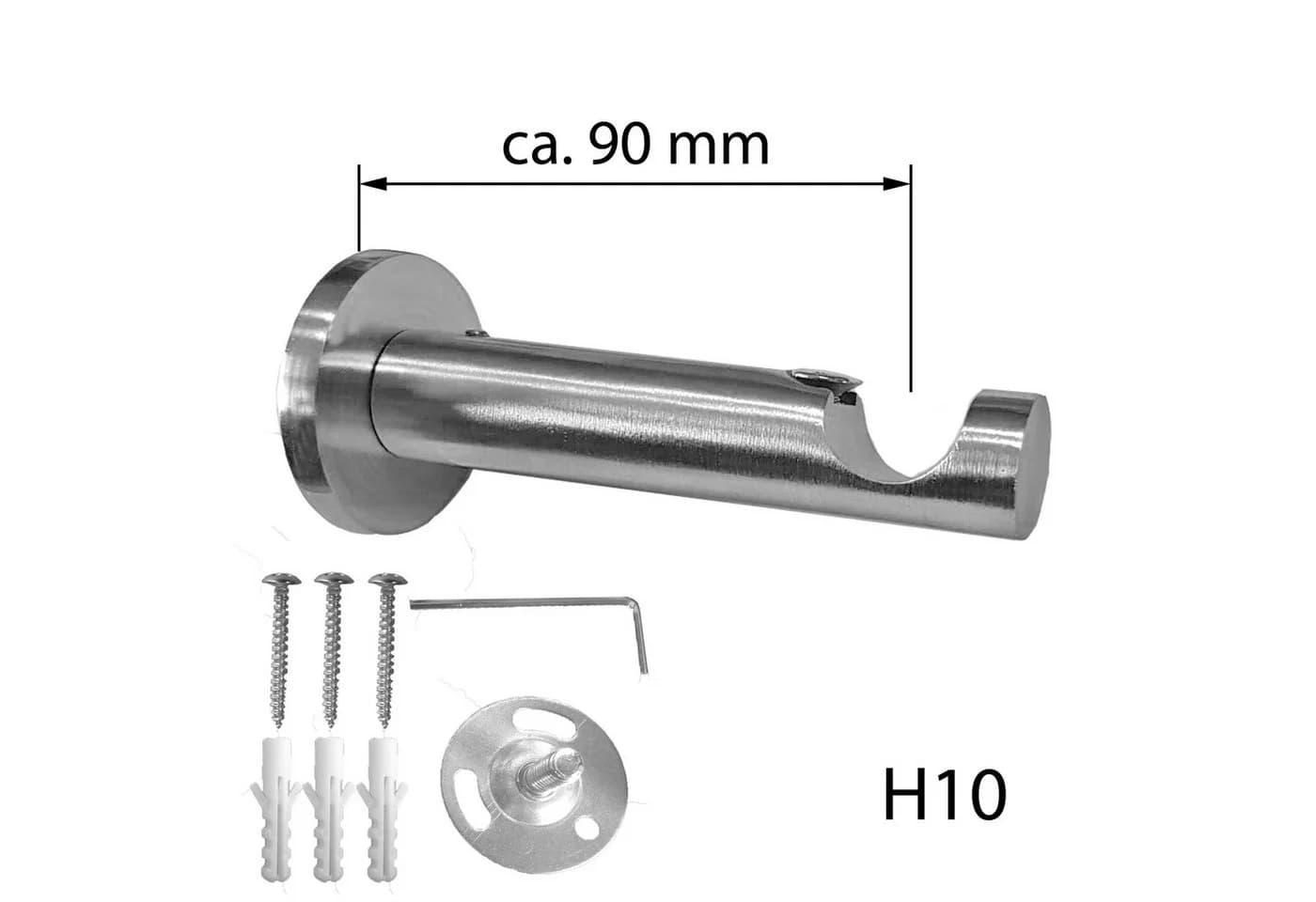 BASIT Gardinenstange Edelstahl 16 mm mit Wandträgern Silber