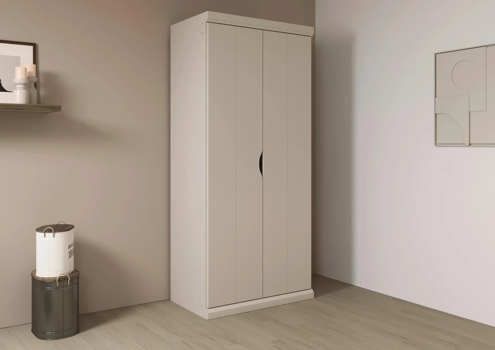 Kleiderschrank RAUCH Drehtürenschrank Garderobe Wäscheschrank Schlafzimmer Marlene Beige