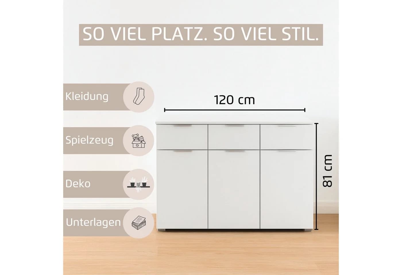 Kombikommode RAUCH Sideboard Schubladenkommode CORTONA Eiche Artisan - Bild 3