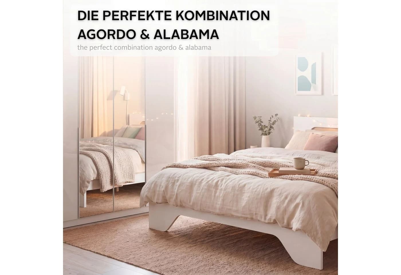 OTTO home Doppelbett AGORDO Weiß Eiche Artisan Holzbett - Bild 3