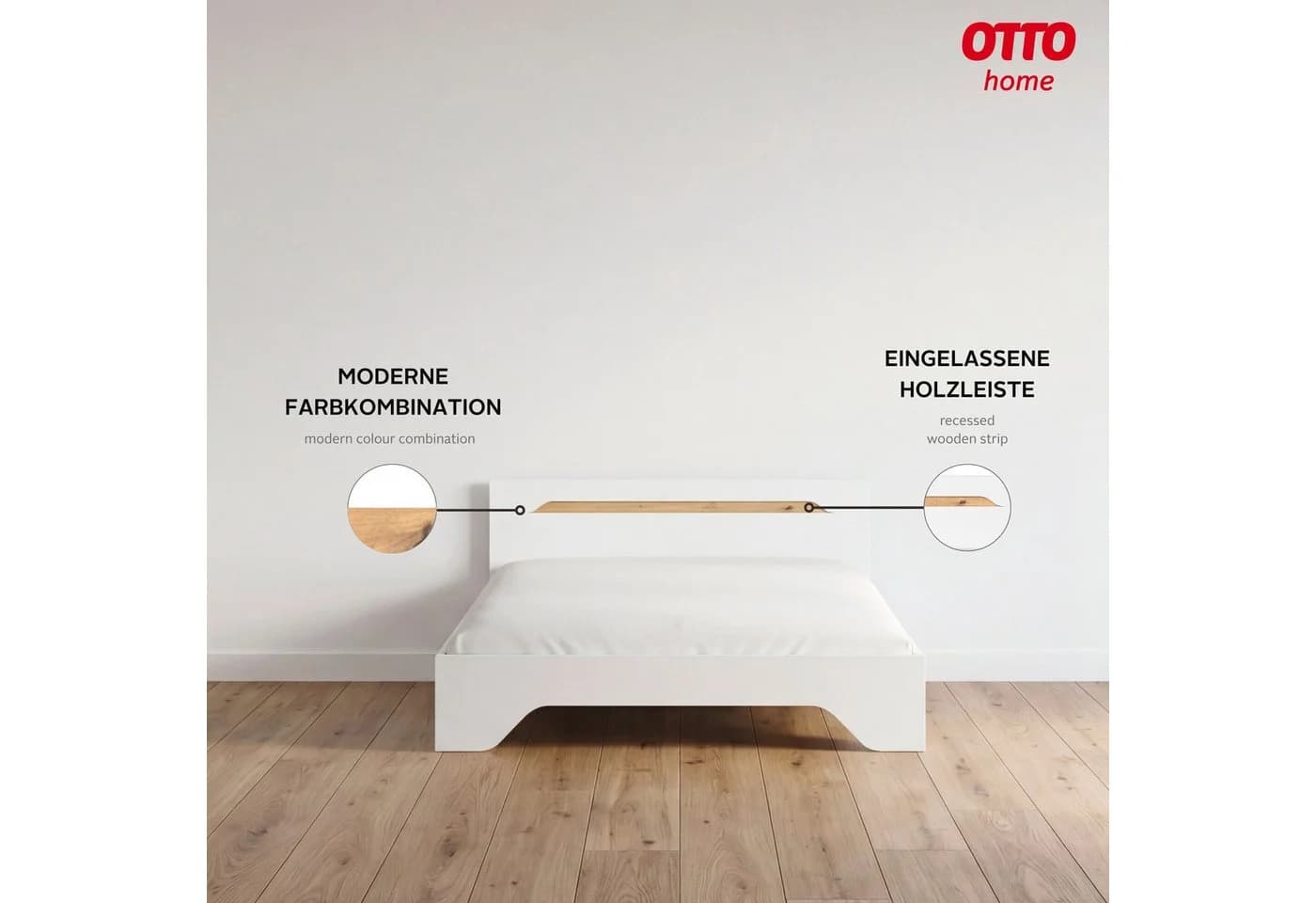 OTTO home Doppelbett AGORDO Weiß Eiche Artisan Holzbett - Bild 5