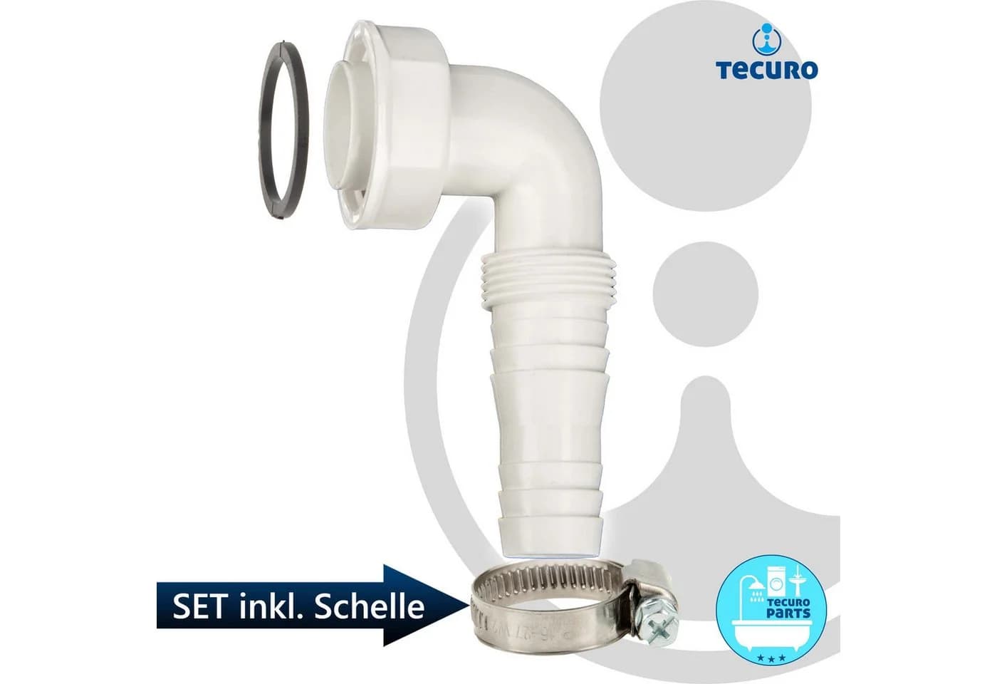 tecuro Siphon Geräteanschlusstülle 90° extra lang