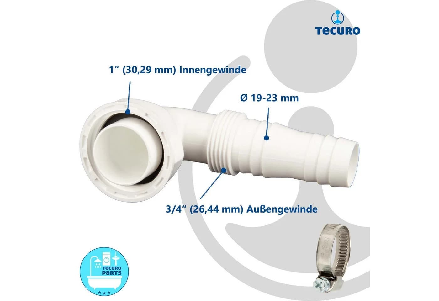 tecuro Siphon Geräteanschlusstülle 90° extra lang - Bild 5