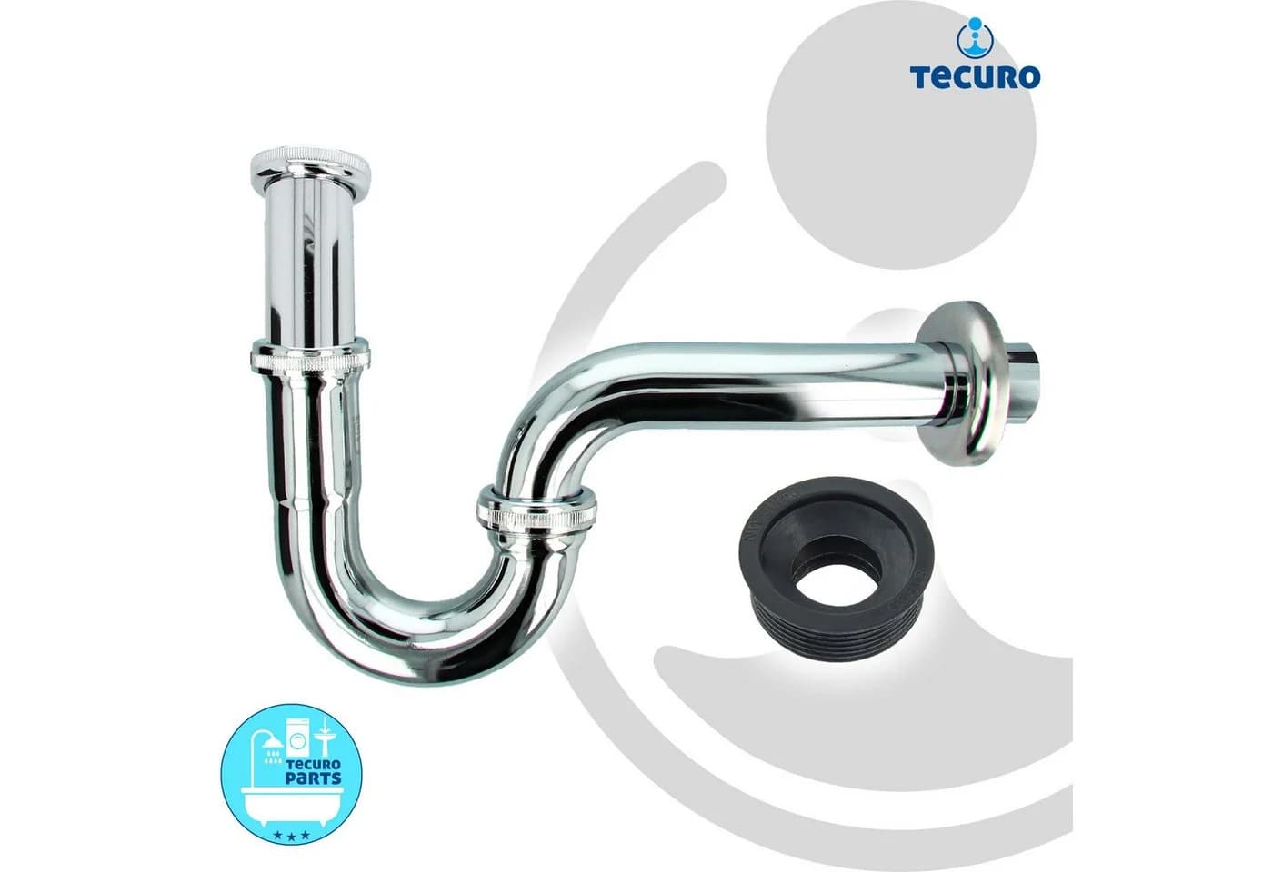 tecuro Siphon EDELSTAHL Röhrengeruchsverschluss für Waschbecken chrom