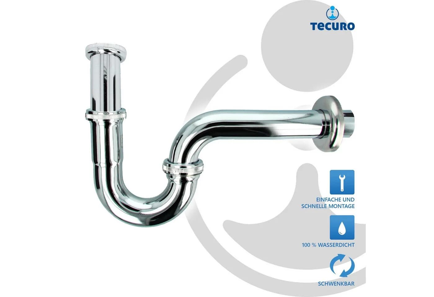 tecuro Siphon EDELSTAHL Röhrengeruchsverschluss für Waschbecken chrom - Bild 3