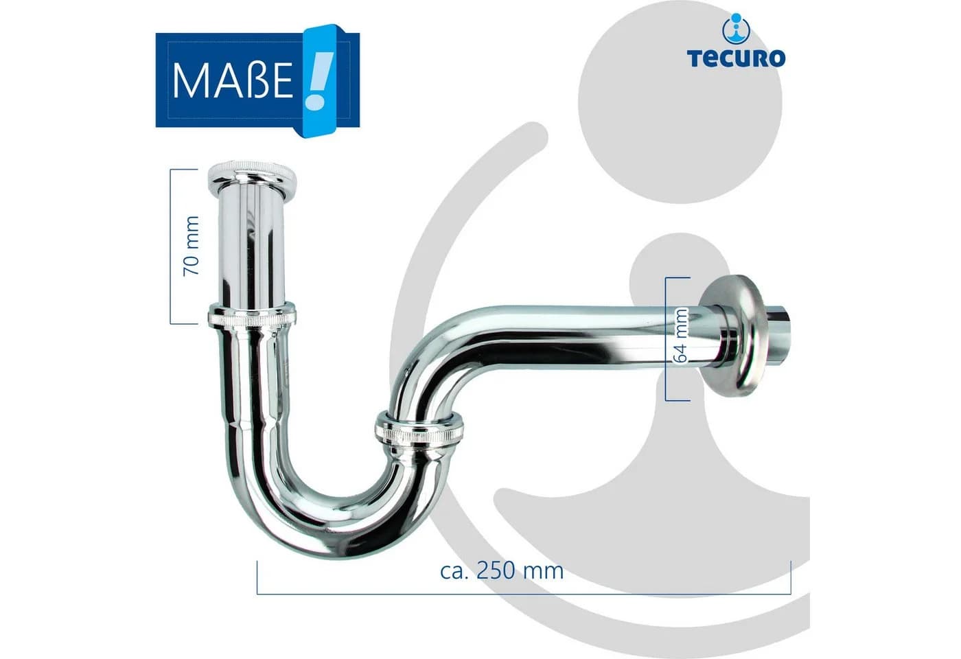 tecuro Siphon EDELSTAHL Röhrengeruchsverschluss für Waschbecken chrom - Bild 5