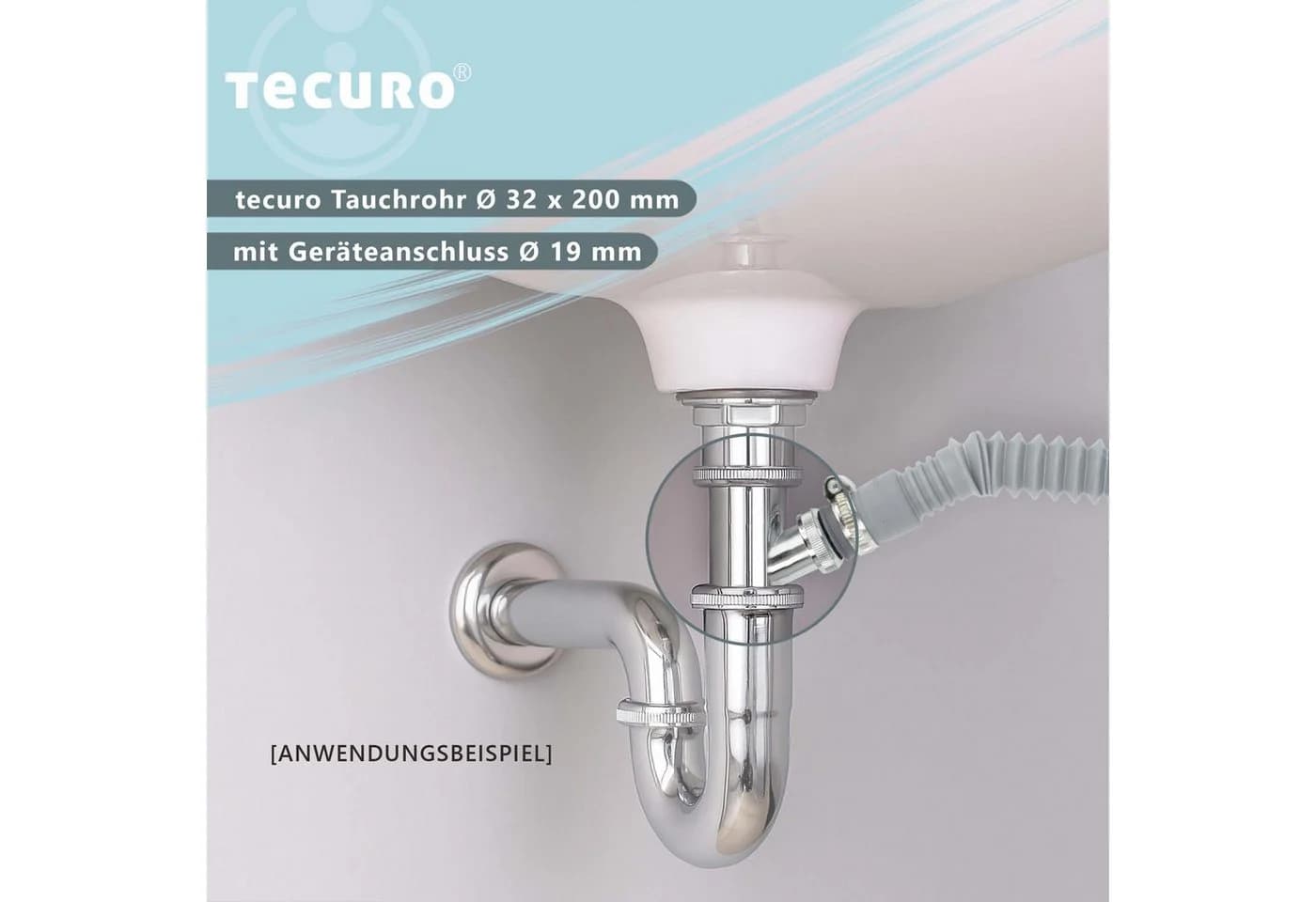 tecuro Siphon Tauchrohr Verstellrohr Ø 32 x 200 mm mit Geräteanschluss - Bild 3
