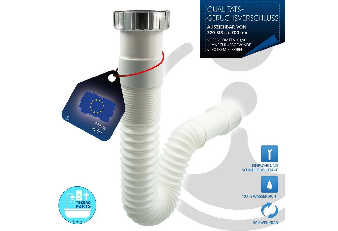 tecuro Ausziehbarer Siphon Geruchsverschluss 320-700 mm - Bild 3