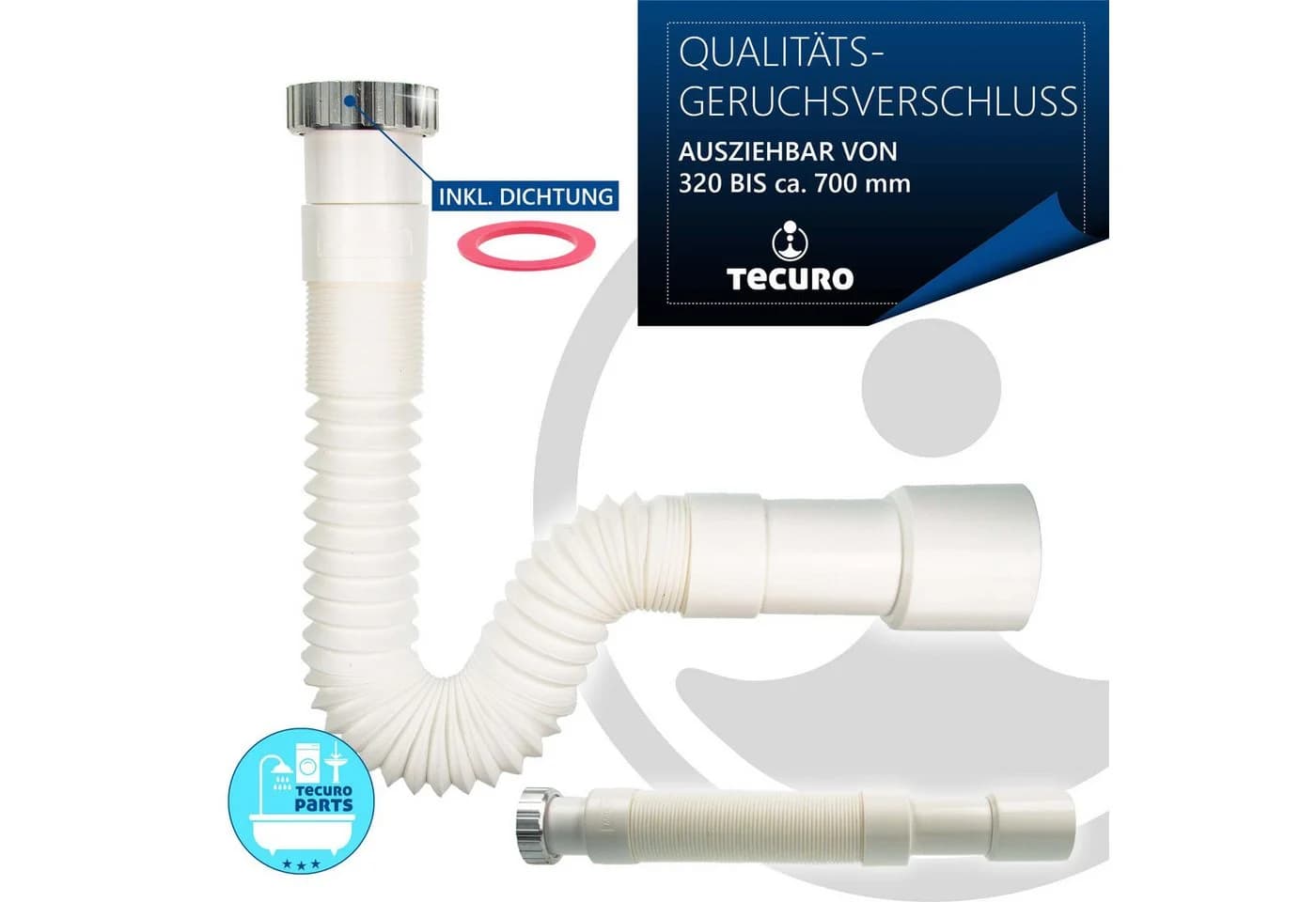 tecuro Ausziehbarer Siphon Geruchsverschluss 320-700 mm - Bild 4