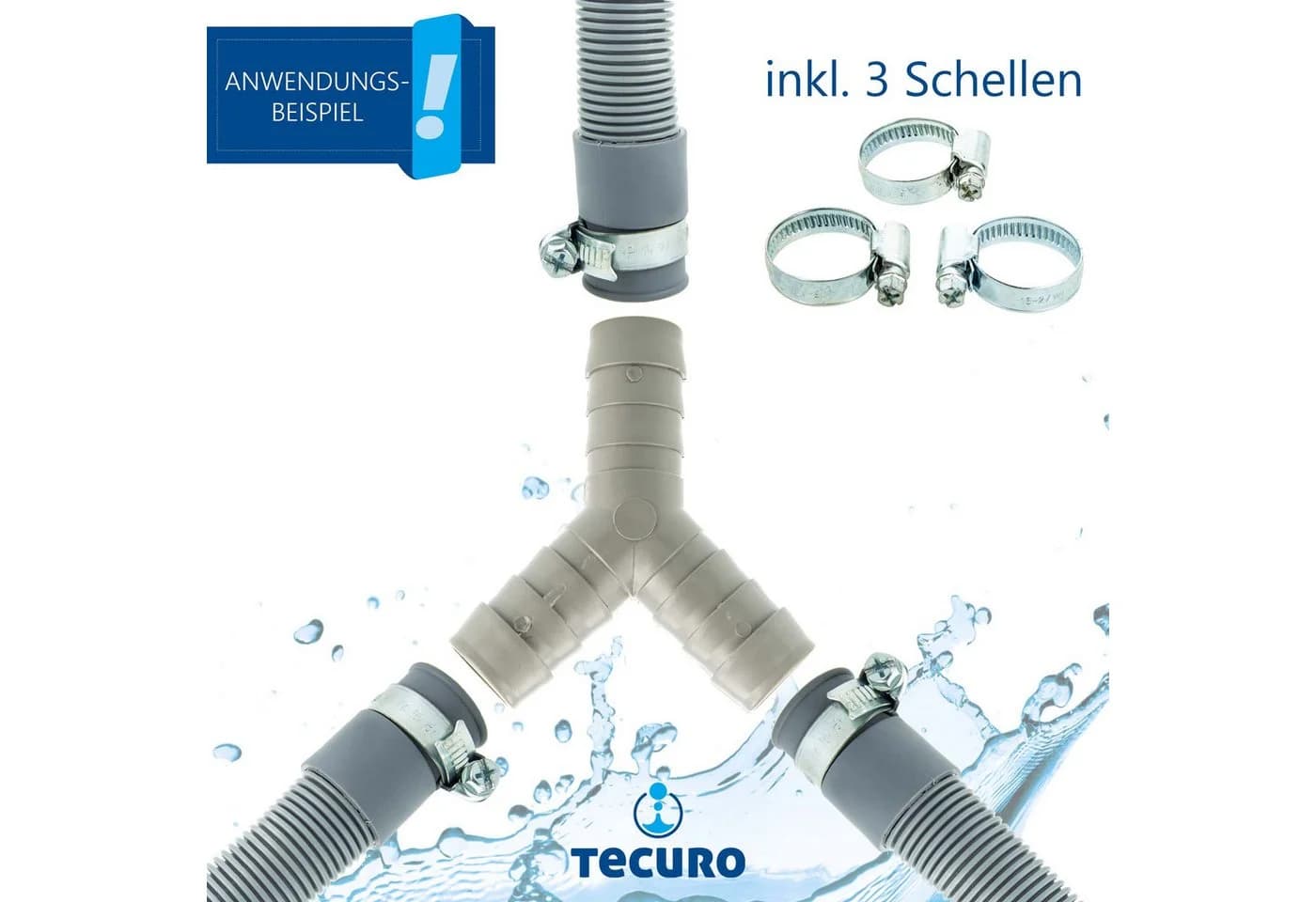tecuro Y-Verbindungssatz für Wasch- & Spülmaschinenablauf grau - Bild 3