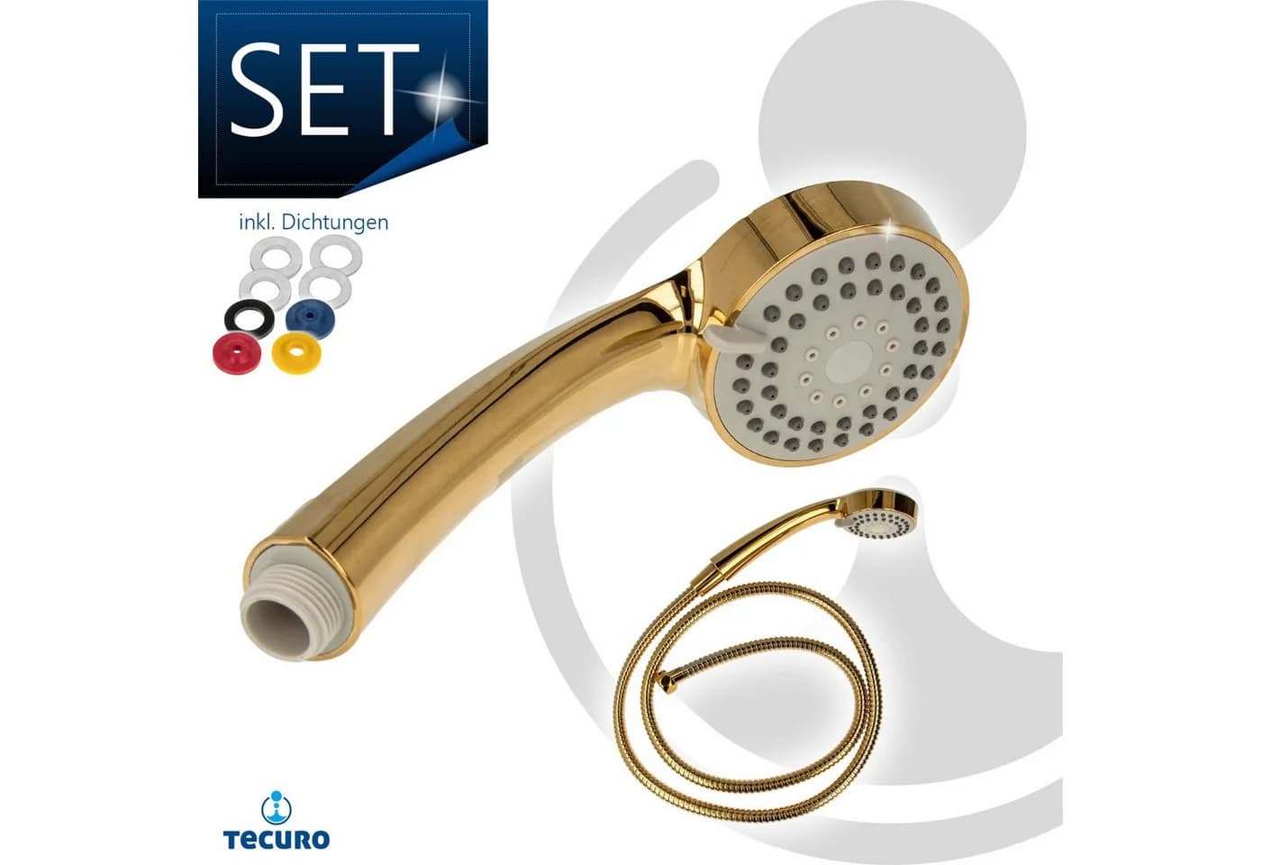 tecuro Handbrause ew-080 Gold 3-Funktionen Anti-Kalk
