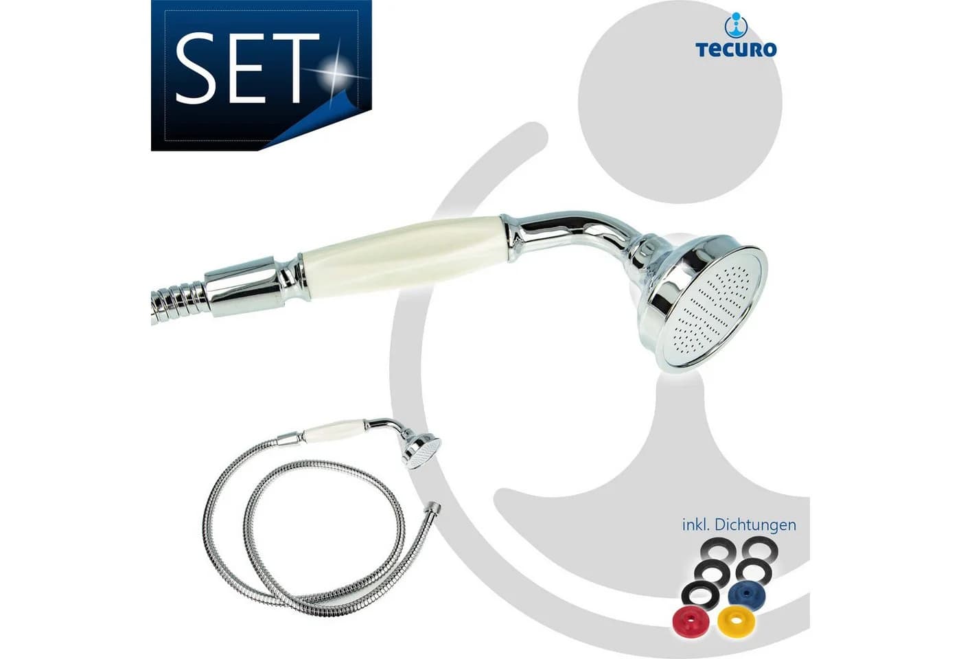 tecuro Brausegarnitur Nostalgie Handbrause Chrom 1-strahlig