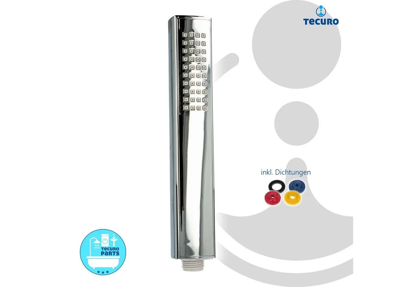 tecuro Duschbrause DESIGN Stabhandbrause ew-036 Antikalkdüsen 1-strahlig silber