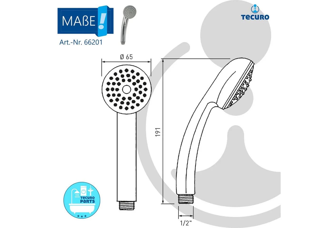 tecuro Handbrause ew-easy Brauseregen Silber Antikalkdüsen - Bild 5