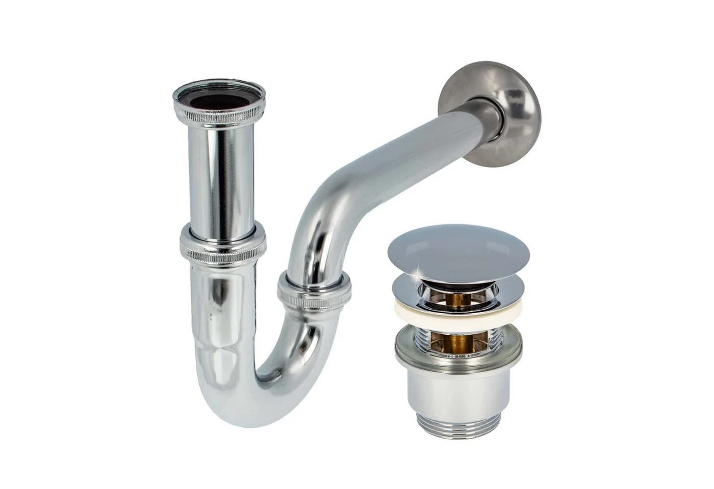 tecuro Siphon extra lang mit Pop Up Ablaufventil verchromt für Waschtisch - Bild 2
