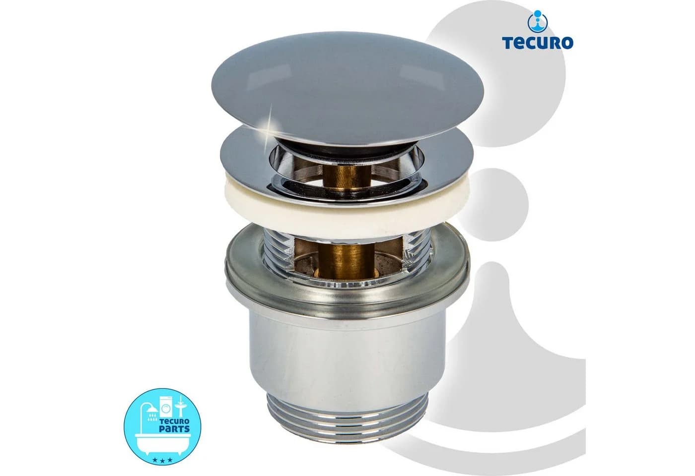 tecuro Siphon extra lang mit Pop Up Ablaufventil verchromt für Waschtisch - Bild 5