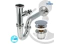 tecuro Siphon mit Pop-Up Ablaufventil verchromt Set für Waschtisch Bild 1