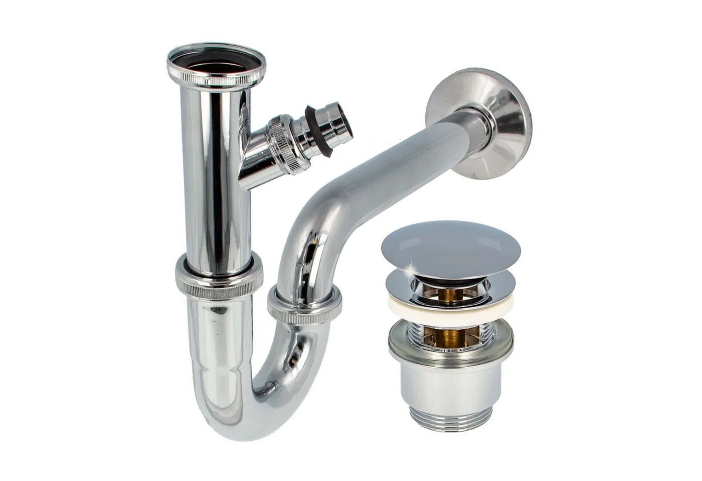 tecuro Siphon mit Pop-Up Ablaufventil verchromt Set für Waschtisch - Bild 2