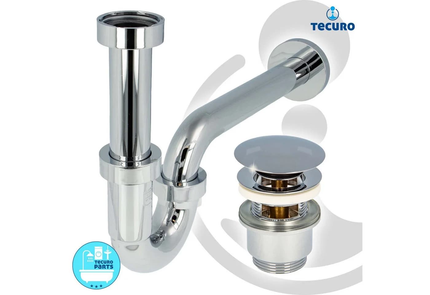 tecuro Siphon Set mit Pop-Up Ablaufventil für Waschtisch