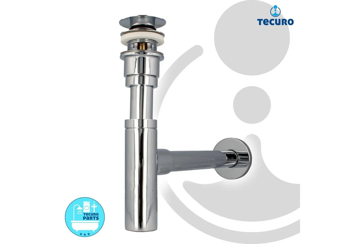 tecuro Siphon mit Pop Up Ablaufventil verchromt - Set für Waschtisch - Bild 3