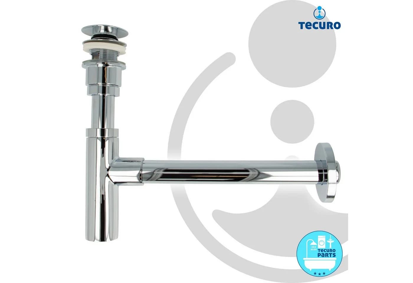tecuro Siphon mit Pop Up Ablaufventil verchromt - Set für Waschtisch - Bild 4