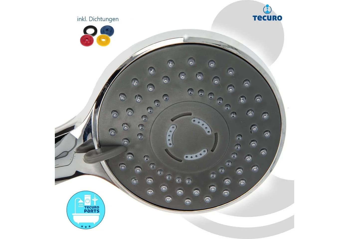 tecuro Duschbrause Handbrause 100mm 3-Funktionen Antikalk Chrom - Bild 5