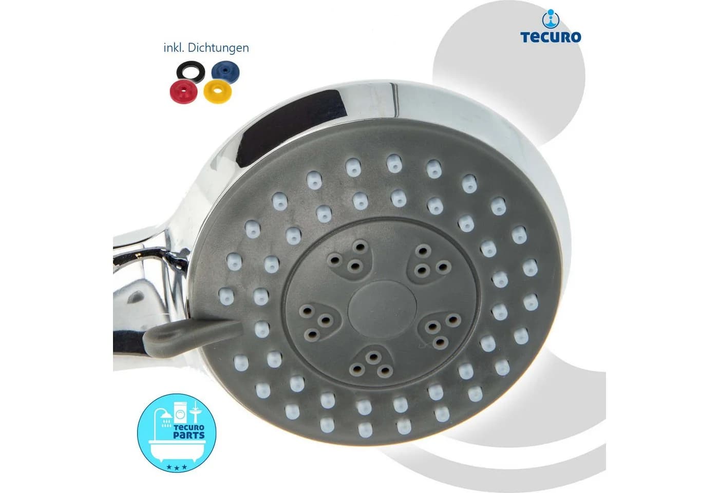 TECURO Duschbrause Komfort-Handbrause Silber 3-Funktionen - Bild 5