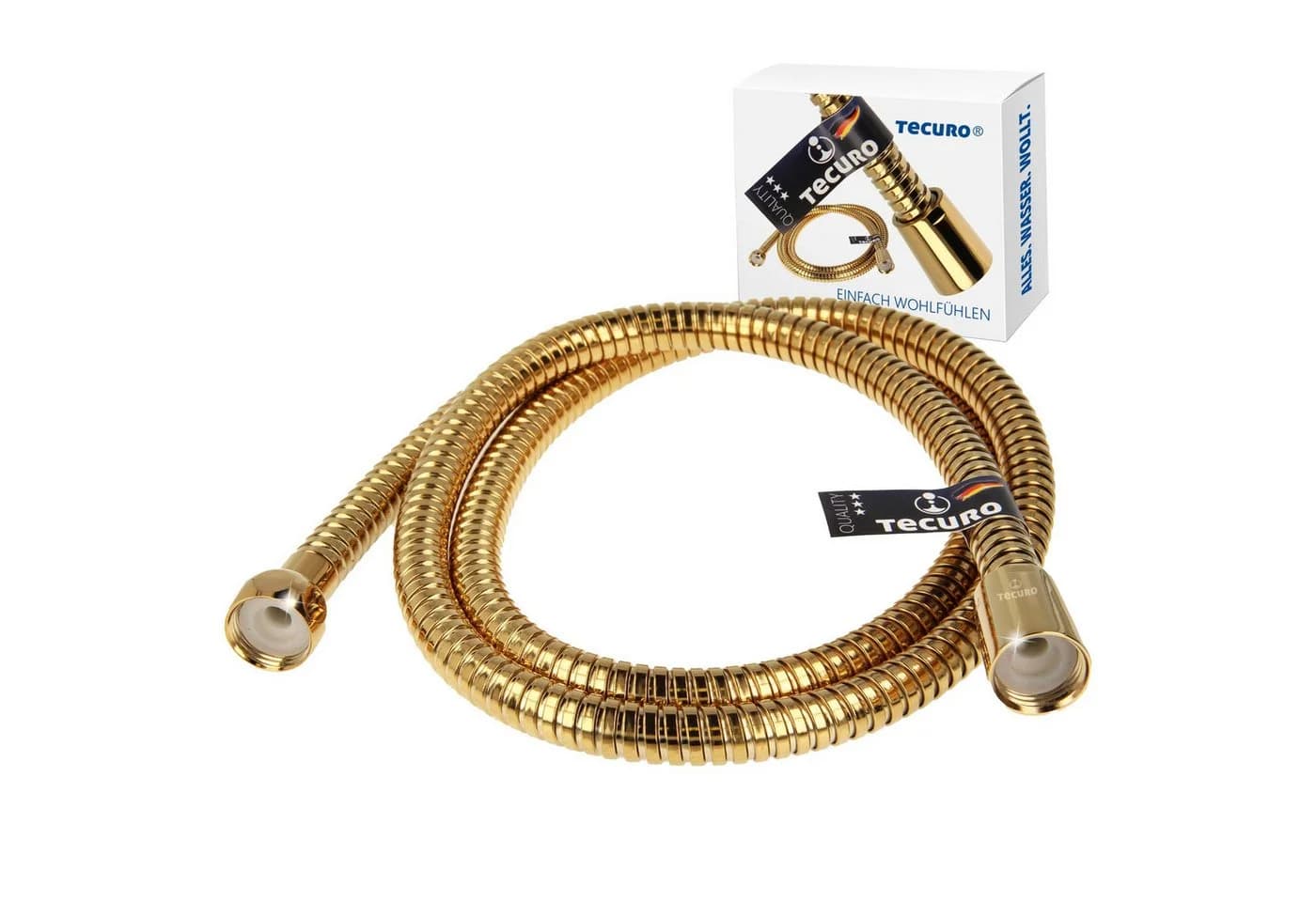 tecuro Brauseschlauch Metall Goldoptik 1,25m Edelstahl - Bild 2