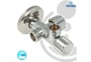 tecuro Doppel-Eckventil 1/2 Zoll DN 15 silber einzeln absperrbar Bild 1
