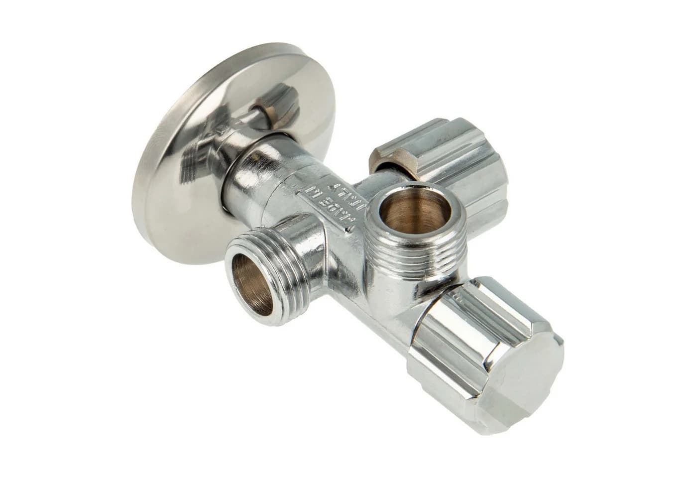 tecuro Doppel-Eckventil 1/2 Zoll DN 15 silber einzeln absperrbar - Bild 2