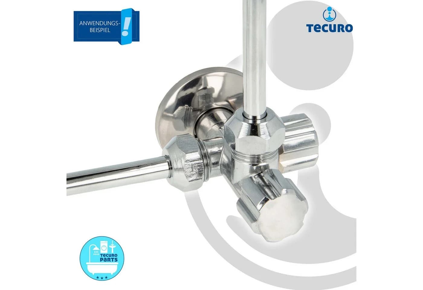 tecuro Doppel-Eckventil 1/2 Zoll DN 15 silber einzeln absperrbar - Bild 3