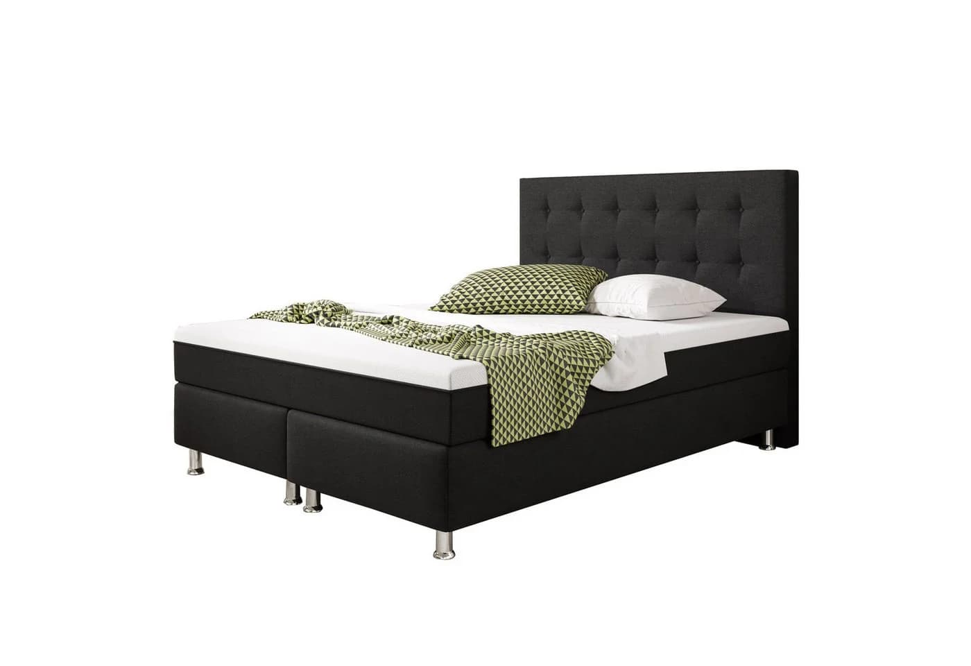 inter Boxspringbett Köln Plus Webstoff Schwarz 140x200 cm - Bild 2