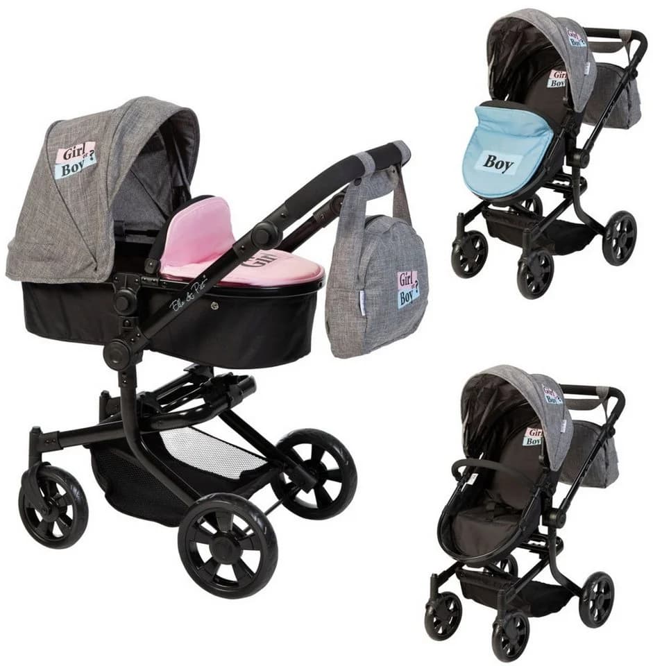 ELLA & PIET® Kombi-Puppenwagen MOOVE4 mit wechselbarer Winddecke 2in1 Schwarz-Grau - Bild 2