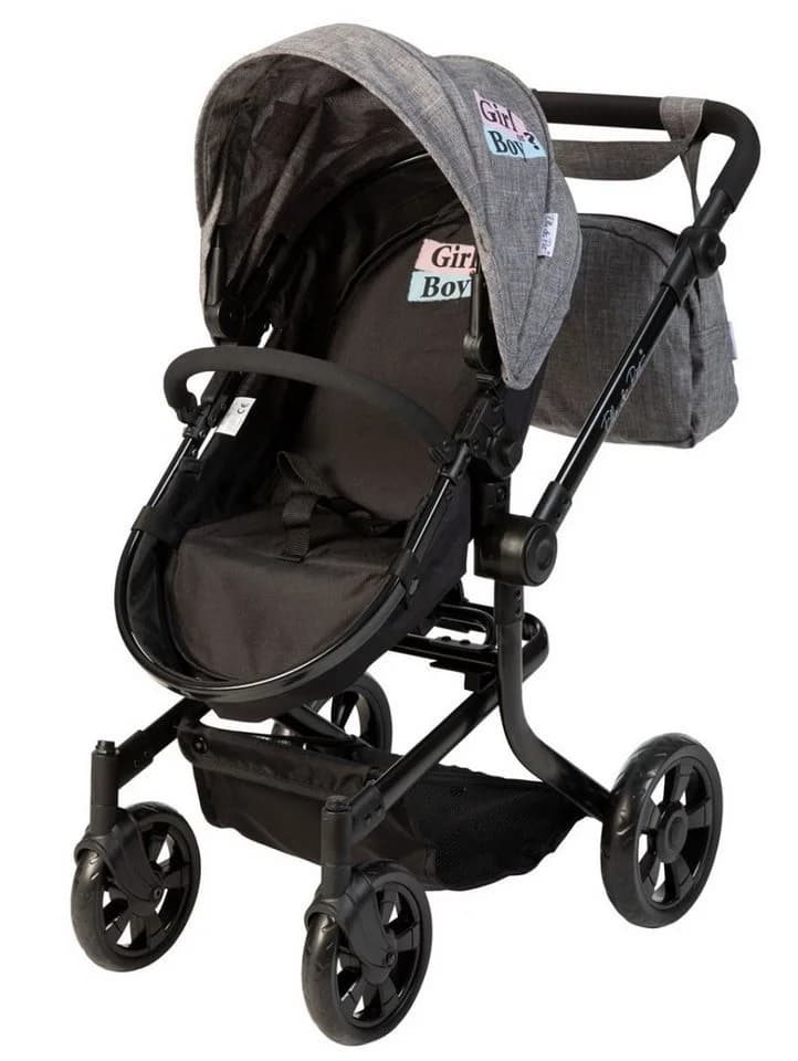 ELLA & PIET® Kombi-Puppenwagen MOOVE4 mit wechselbarer Winddecke 2in1 Schwarz-Grau - Bild 3