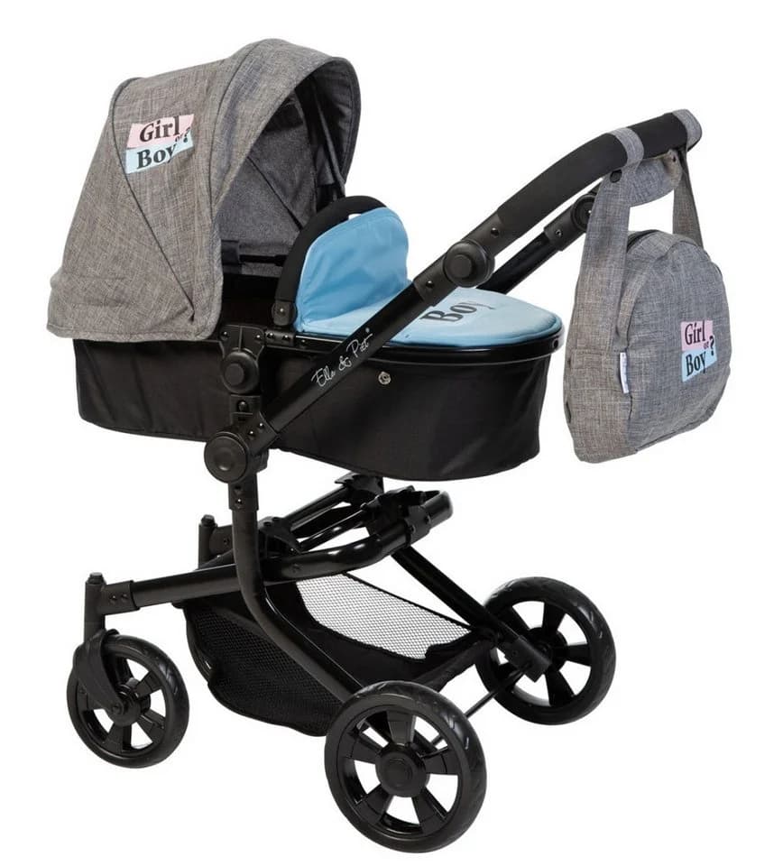 ELLA & PIET® Kombi-Puppenwagen MOOVE4 mit wechselbarer Winddecke 2in1 Schwarz-Grau - Bild 5