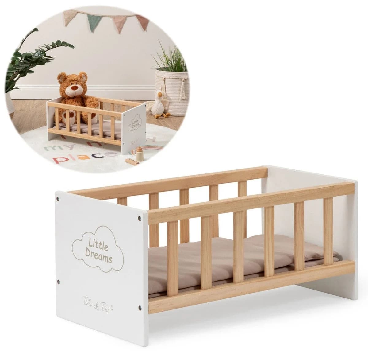 ELLA & PIET® Puppenbett SLEEPY Little Dreams Weiß Holz - Bild 2