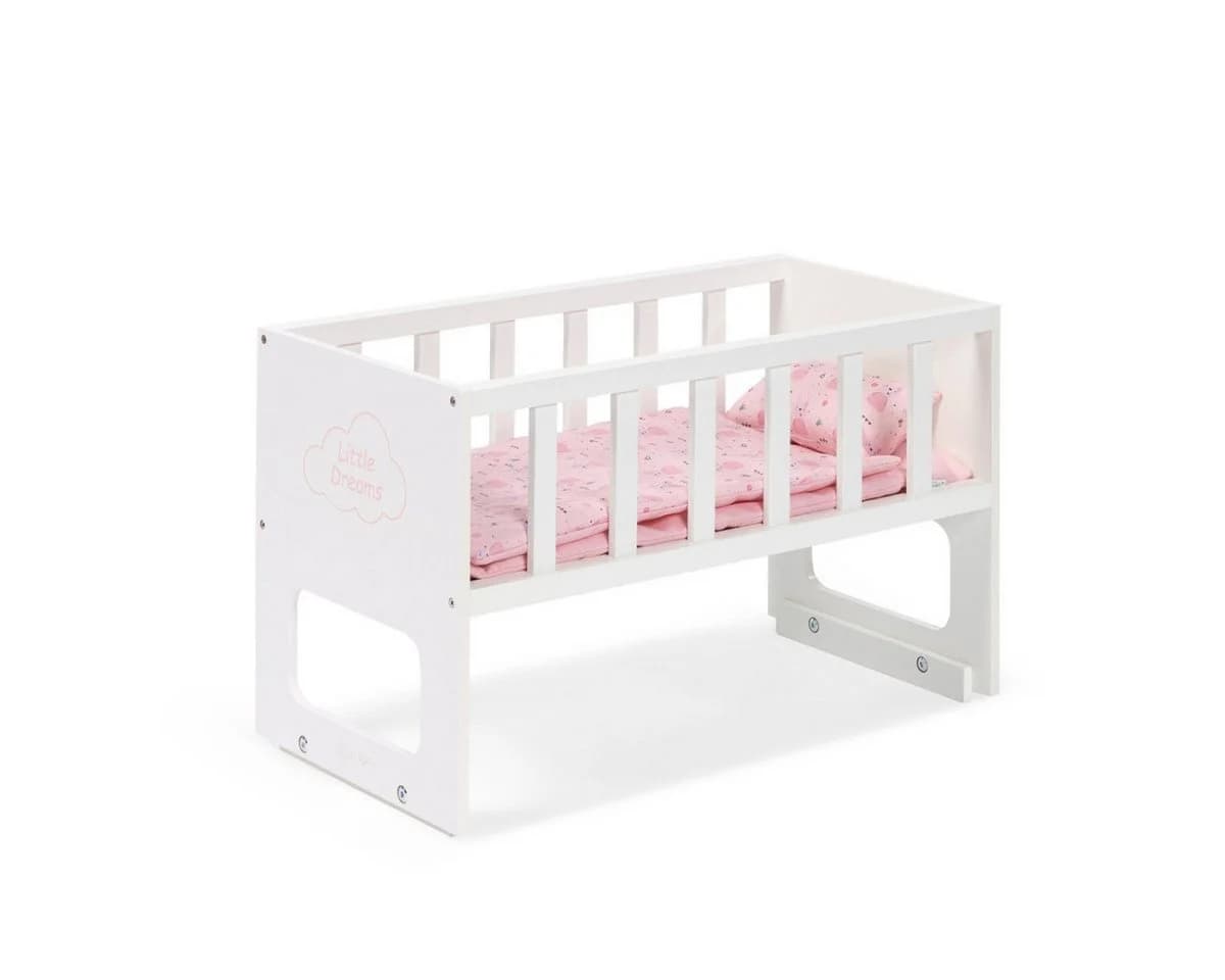 ELLA & PIET® Puppenbett Weiß Stapelbar mit Bettwäsche