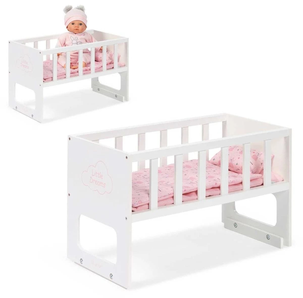 ELLA & PIET® Puppenbett Weiß Stapelbar mit Bettwäsche - Bild 2