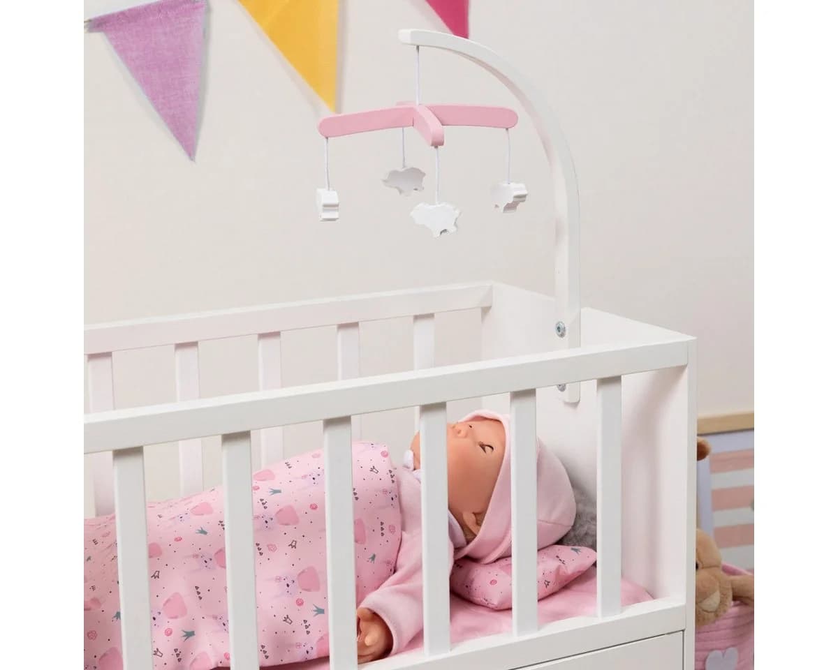ELLA & PIET® Puppenbett COZY mit Schrank und Mobile Weiß-Rosa - Bild 5