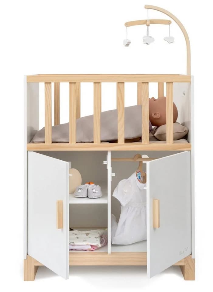 ELLA & PIET® Puppenbett COZY mit Schrank und Mobile Weiß-Schlamm - Bild 3
