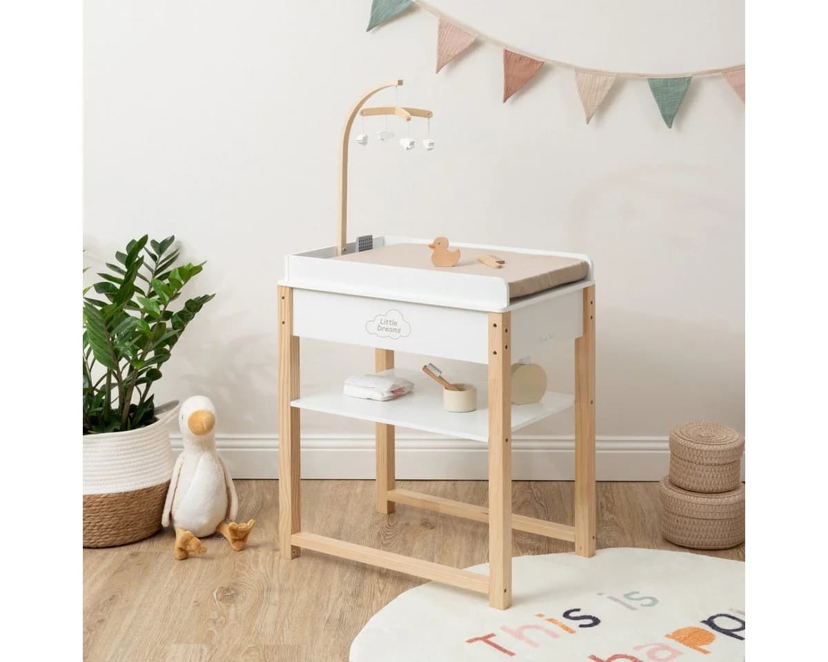 ELLA & PIET® Puppenwickeltisch SPLASHY mit Badewanne und Mobile Weiß-Schlamm - Bild 3