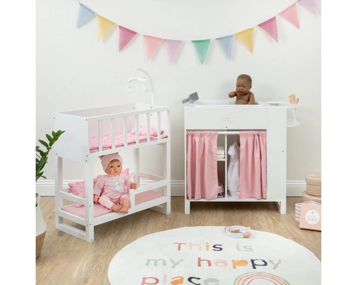 ELLA & PIET® Puppen Pflegecenter 6in1 Weiß-Rosa Holz - Bild 4
