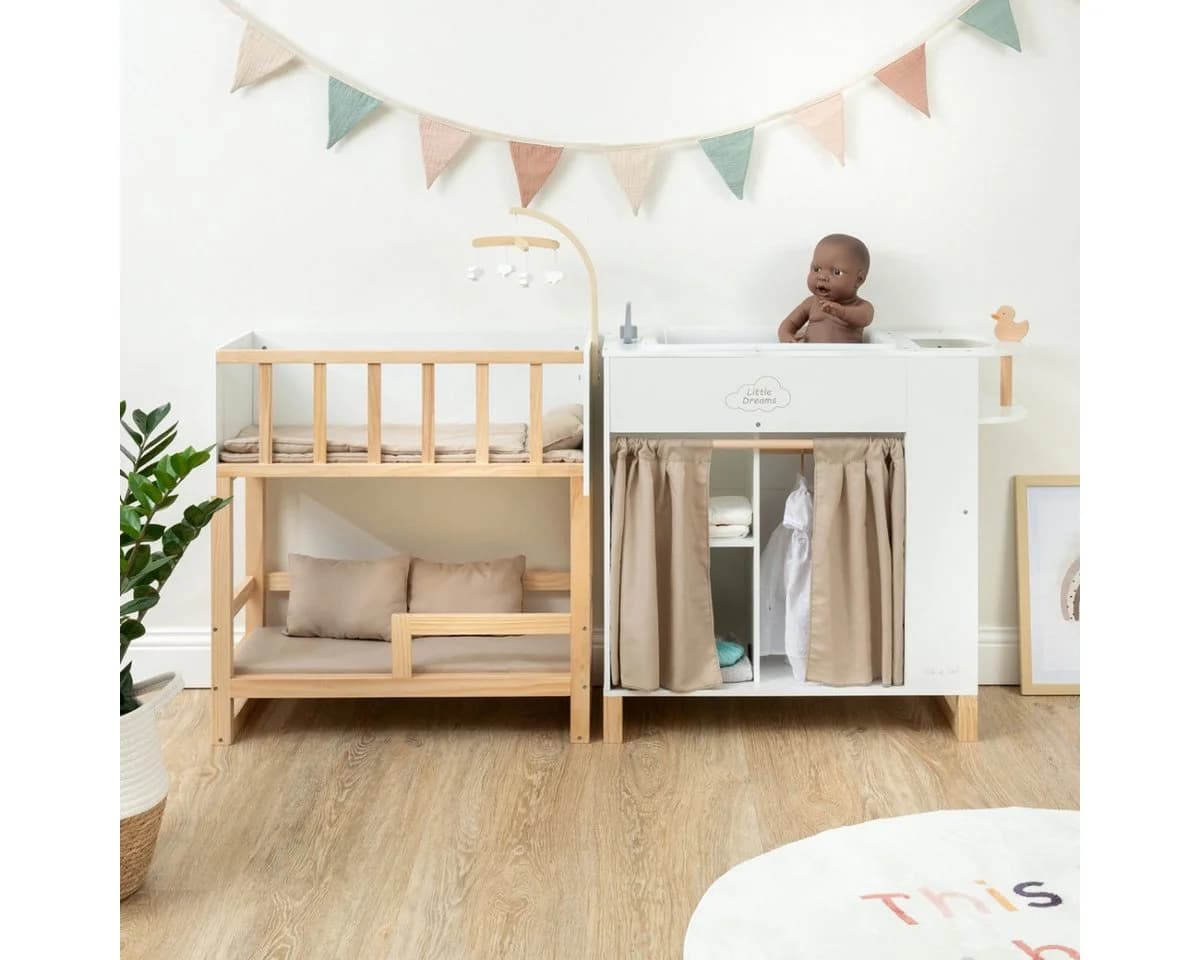 ELLA & PIET® Puppenpflegecenter NURSERY 6in1 Holz Weiß-Grau - Bild 3