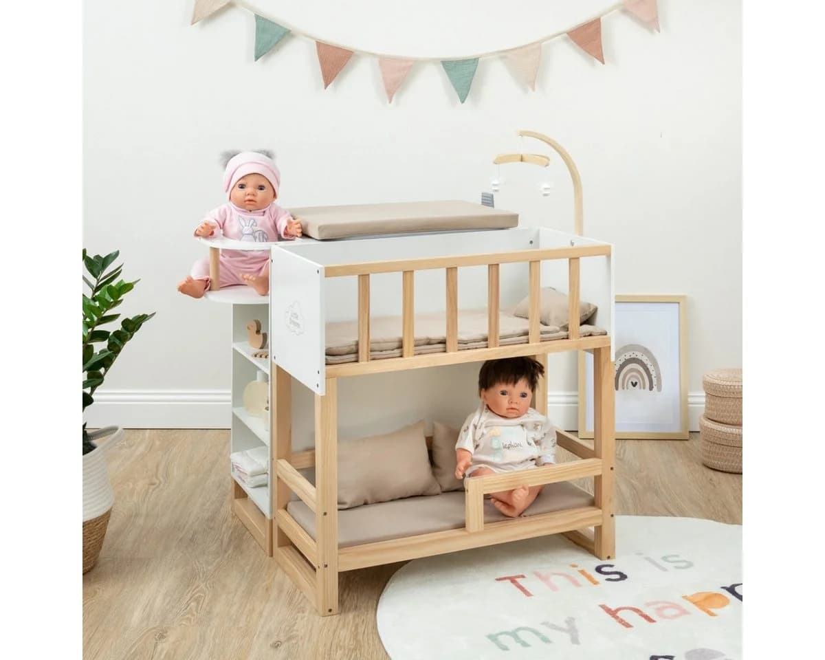 ELLA & PIET® Puppenpflegecenter NURSERY 6in1 Holz Weiß-Grau - Bild 5
